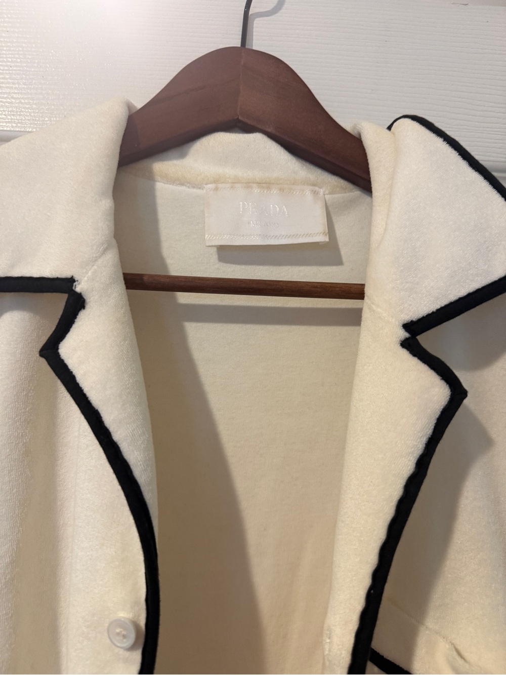 Prada Cream Dress Shirt with Black Trim